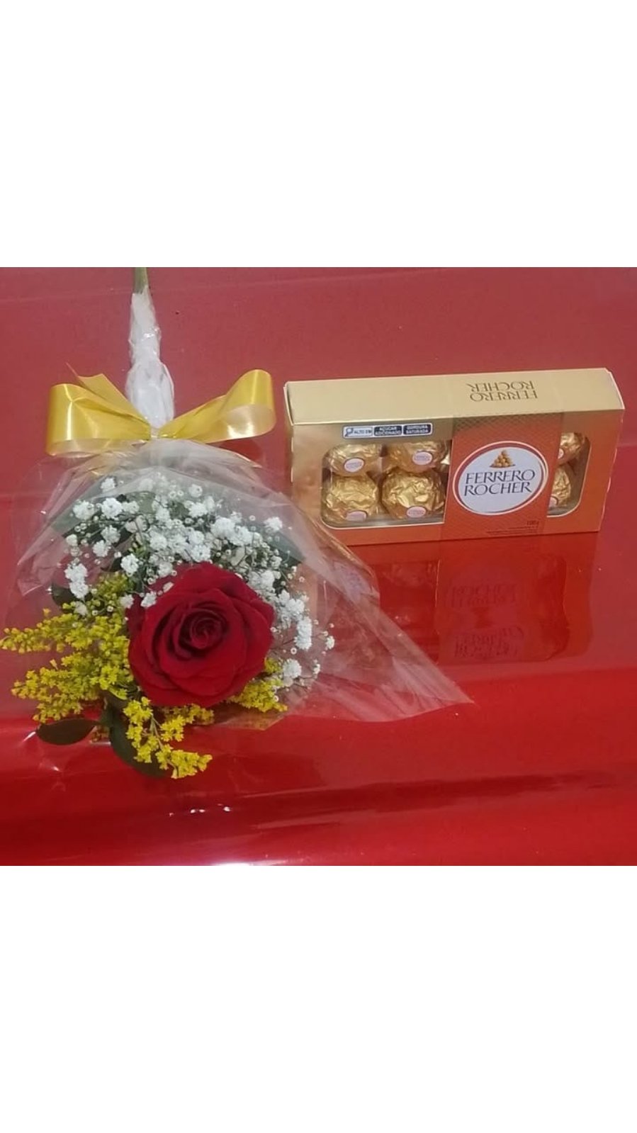 Kit Uma Rosa Decorada + Ferrero Rocher com 8