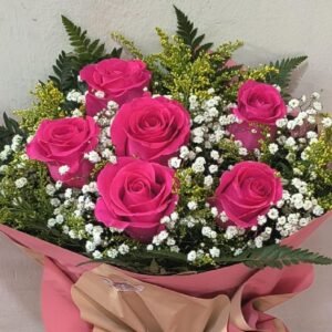 Buquê Tradicional de 6 Rosas Pink