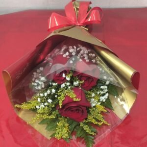 Ramalhete Tradicional de 3 Rosas Vermelhas Importadas